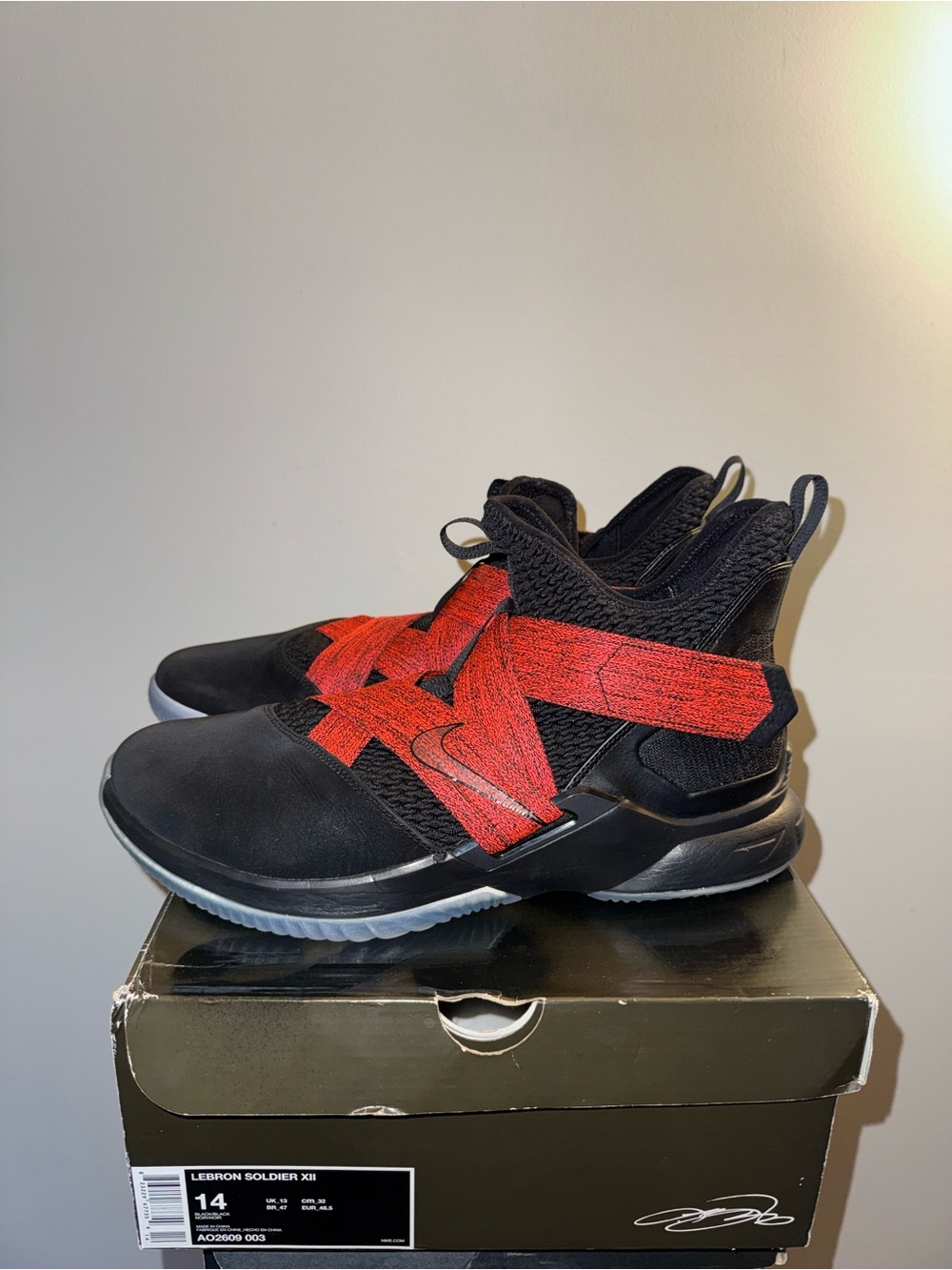 Nike Kids Black and Red Strap Basketball Sneakers